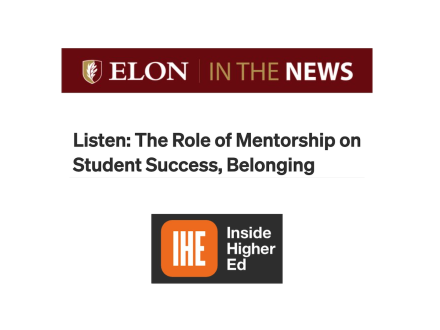 Elon in the News graphic with Inside Higher Ed mark and headline